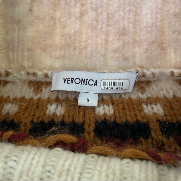 Veronica Beard Clary Alpaca Blend Knit Sweater Brown Beige - Picture 7 of 8
